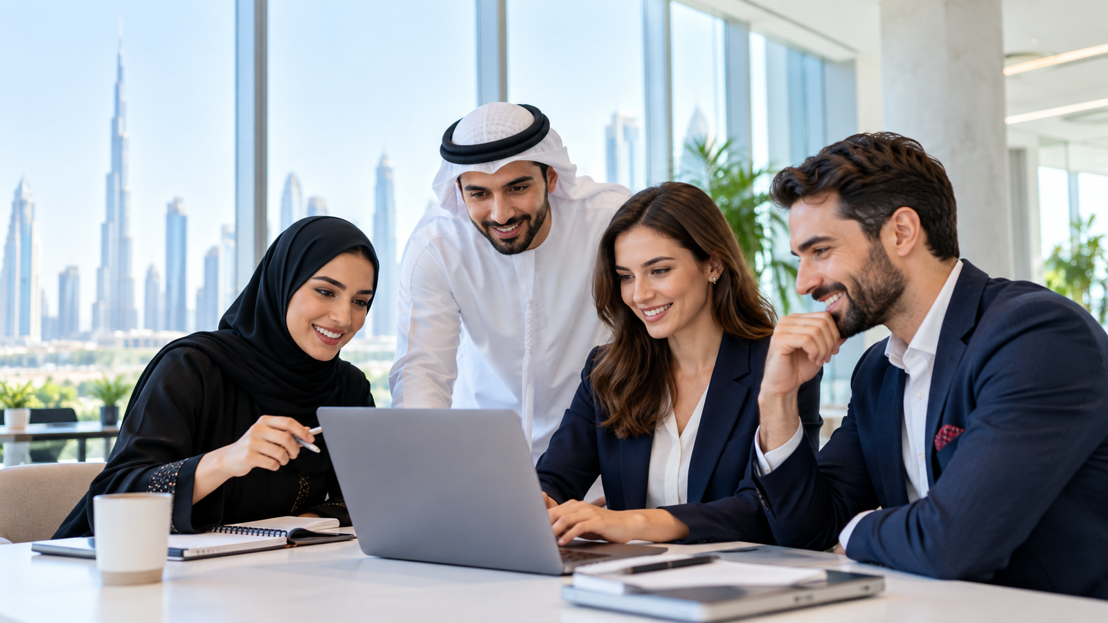 Adult learners collaborating during professional training in Dubai
